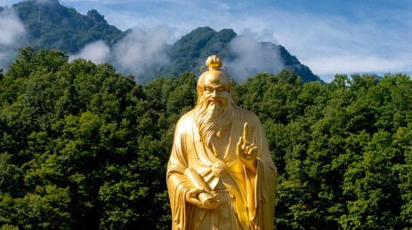 洛阳老君山景区老子雕像航拍