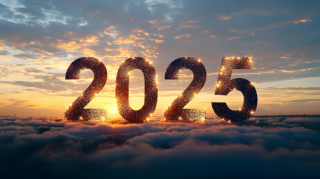 日出背景2025年闪耀字体设计