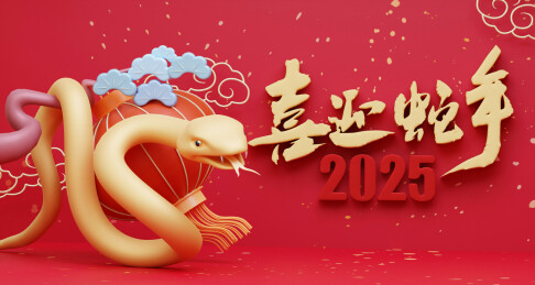 中国春节蛇年春晚舞台庆祝海报3D设计