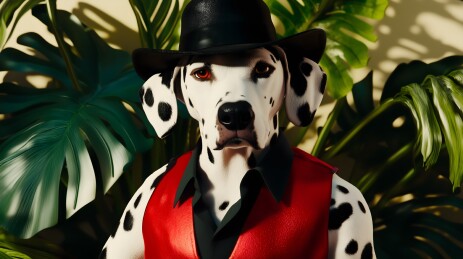 戴礼帽的达尔马提亚犬