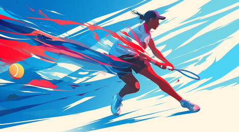 多彩运动员运动打网球  