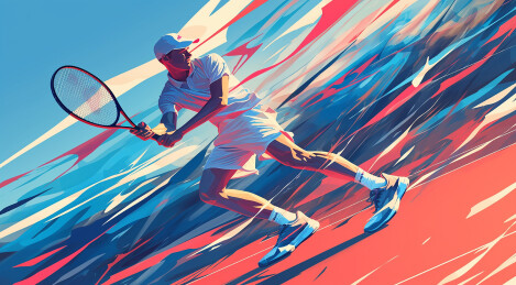 多彩运动员运动打网球  