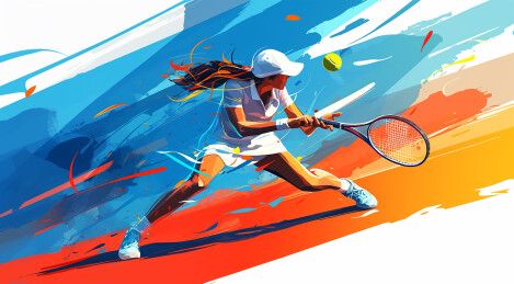 多彩运动员运动打网球  