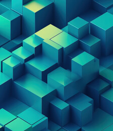 蓝色背景下玩具积木的高角度视图