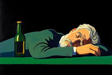 醉酒男子与酒瓶