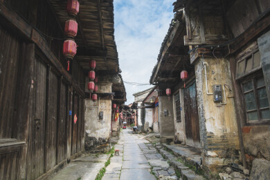 广西桂林灵川县大圩古镇街景风光