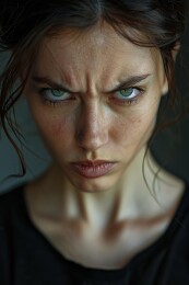 愤怒女性特写肖像