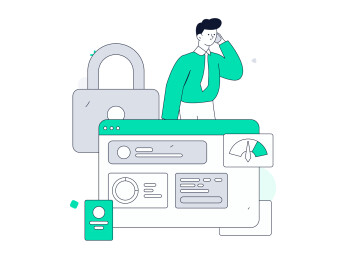 商务网络安全人物扁平矢量概念运营手绘插画