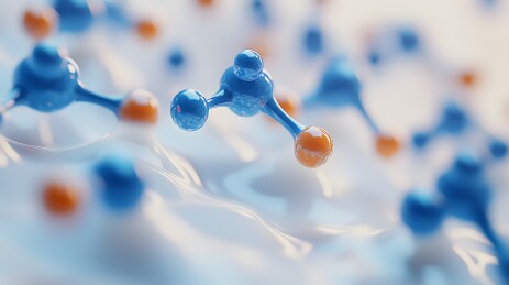 蓝色和橙色球体组成的分子模型