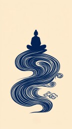 禅坐图,祥云缭绕