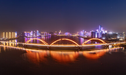 航拍湖南长沙湘江城市景观