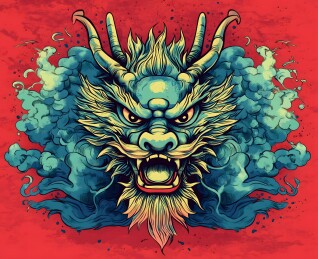 霸气青龙怒目图腾