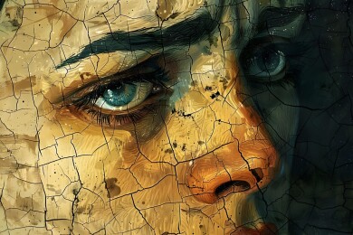 龟裂的脸的AI图片