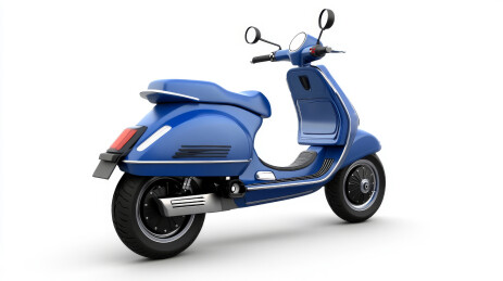 复古蓝色踏板摩托车