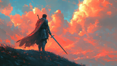  古风水墨战场上的将军  