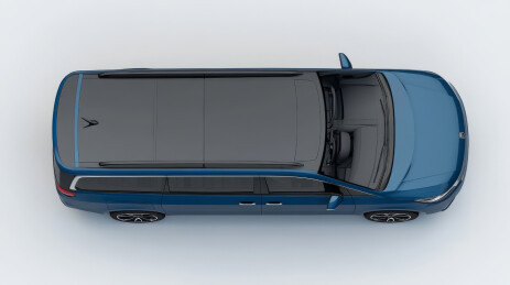 深蓝色商务MPV车型俯视图