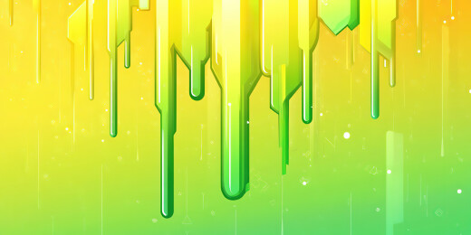 黄色背景下的绿色塑料特写镜头