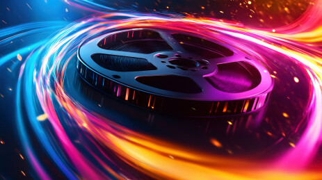 炫彩光影下的胶片卷轴