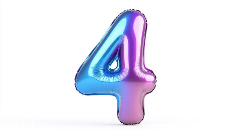 彩虹色数字4气球