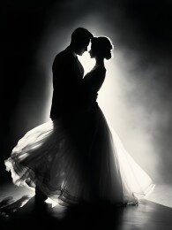 摩登复古黑白情侣跳舞剪影