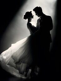 摩登复古黑白情侣跳舞剪影