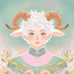 十二星座国风炫彩卡通风格