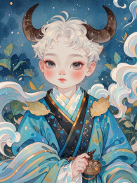 十二星座国风水墨风格