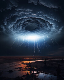 夜晚梦幻螺旋虫洞天空背景