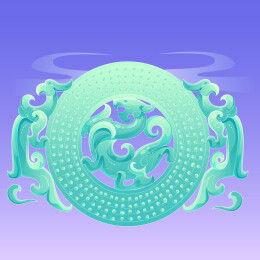 西汉龙凤涡纹玉璧矢量插画