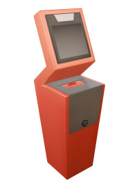 一台自助购票机春节过年春运3d立体元素
