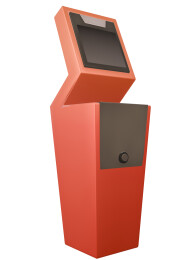 一台自助购票机春节过年春运3d立体元素