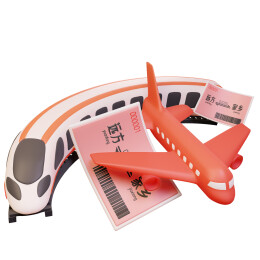 高铁和飞机和车票春节过年春运3d元素