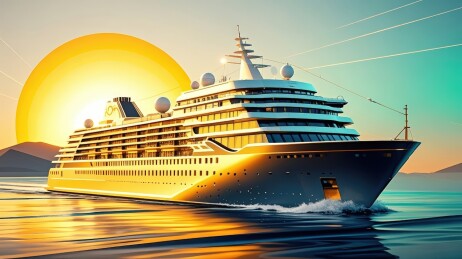 豪华邮轮海上日落