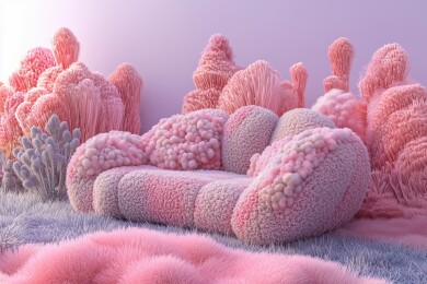 时尚室内装修沙发羊毛毡毛绒3D卡通立体画