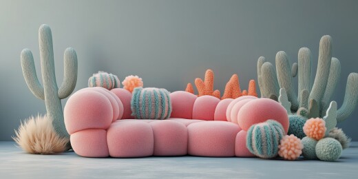 时尚室内装修沙发羊毛毡毛绒3D卡通立体画