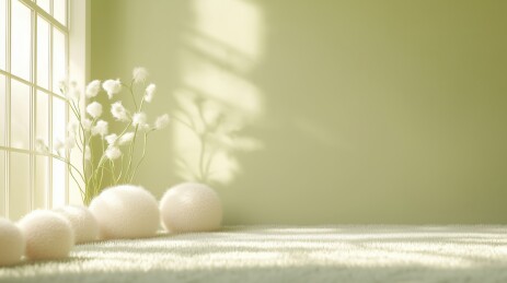 时尚室内窗外风景羊毛毡毛绒3D卡通插画