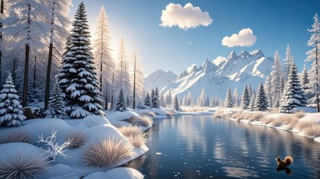 冬日雪山静谧之景