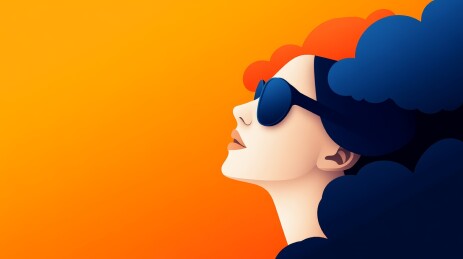 墨镜女郎侧脸剪影