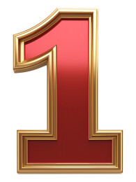 红金色3D数字1