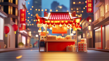 中国风年货节摊位背景