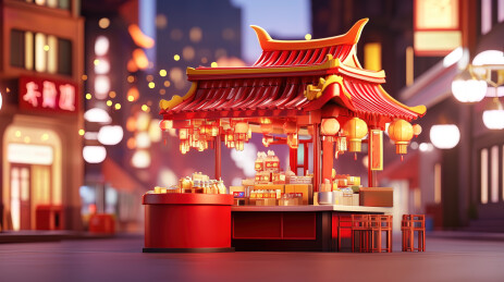 中国风年货节摊位背景