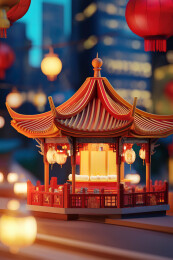 中国风年货节摊位背景