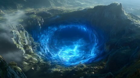 奇幻峡谷中的蓝色深渊