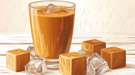 冰镇焦糖奶茶与焦糖冰块