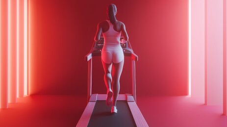 3D卡通女生跑步机健身