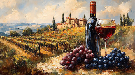 红酒葡萄酒宣传插画