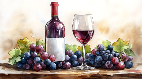 红酒葡萄酒宣传插画