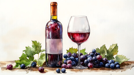 红酒葡萄酒宣传插画