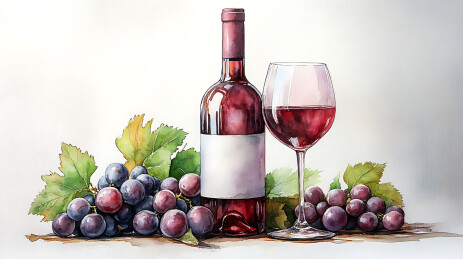 红酒葡萄酒宣传插画