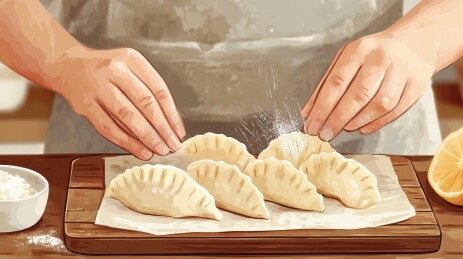 过年包饺子插画